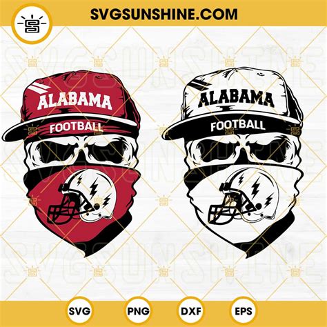 Alabama Crimson Tide Skull Svg Alabama Football Svg Png Dxf Eps Cut Files