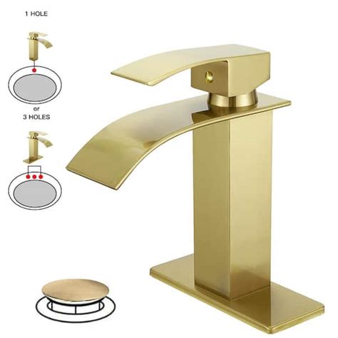 Bwe Waterfall Single Handle Single Hole Modern Bathroom Faucet With Metal Drain Drip Free Vanity