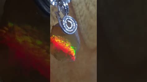 Rainbow Ethiopian Opal Pendant Wire Wrapped Thiopische Opal Anh Nger