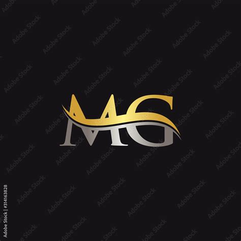 Initial Gold And Silver letter MG Logo Design with black Background ...