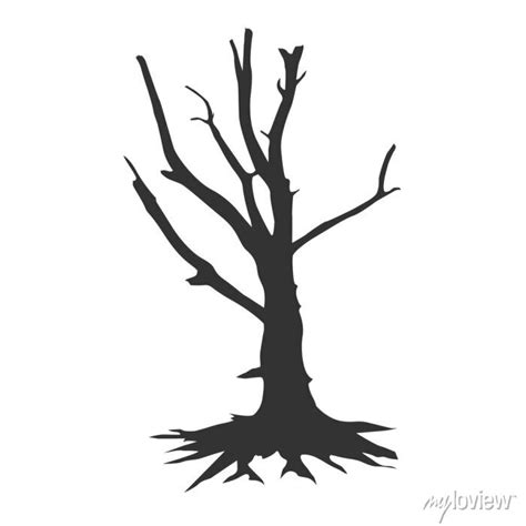 Naked Tree Silhouette On White Backgrounds Hand Drawn Isolated Wall