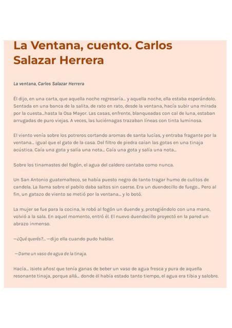 La Ventana Cuento Carlos Salazar Herrera Textsobrasliterarias Udocz