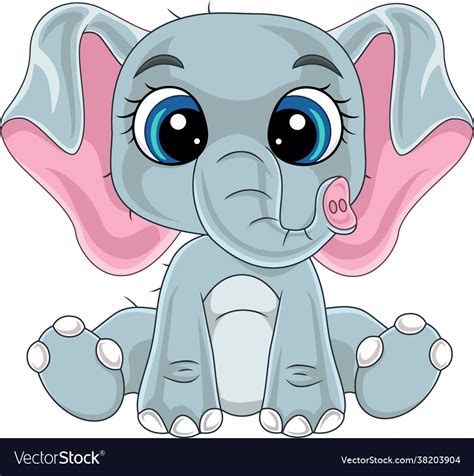 Cartoon cute baby elephant sitting Royalty Free Vector Image