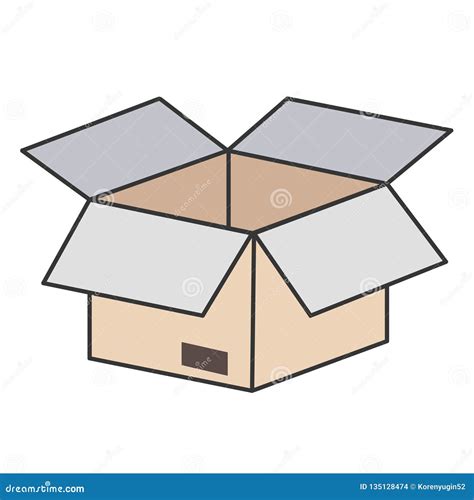 Open Cardboard Box Isolated Icon On White Stock Vector Illustration