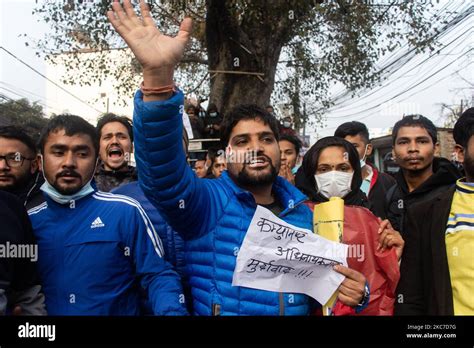 Nepal Student Union Cadre Protest Against Dissolution Of Parliament In