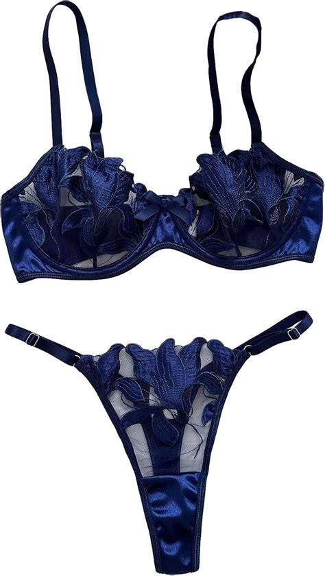 Cozyease Women S Piece Lingerie Set Floral Embroidered Lace Mesh Teddy Babydoll Lingerie Bra