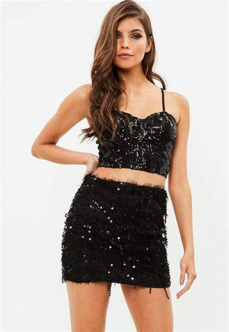 Missguided Black Tassel Sequin Mini Skirt Sequin Mini Skirts Mini