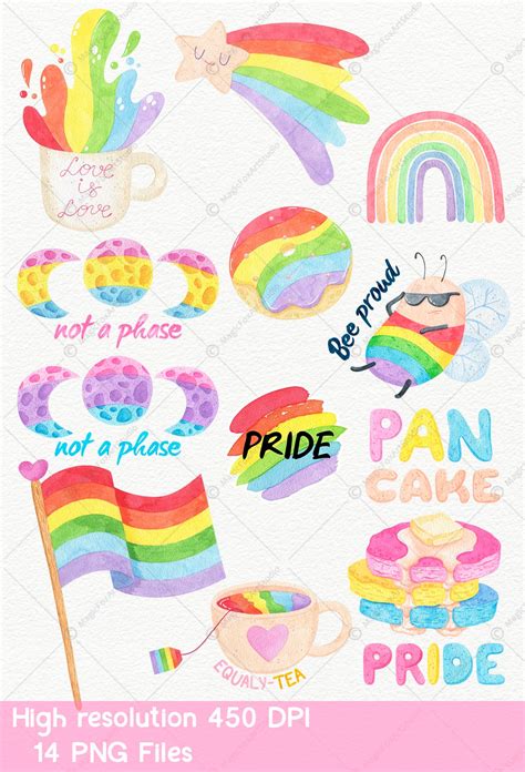 Lgbt Queer Clipart Bisexual Pride Gay Pride Watercolor Etsy