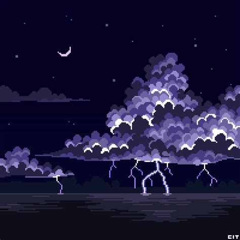 Nighttime Thunderstorms Just Some Cloud Practice R PixelArt