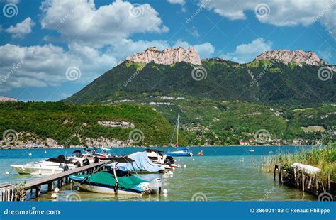annecy lake  alps mountains  background stock image image