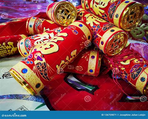 Chinese Firecrackers On Chinese New Year And Special Celebration Stock