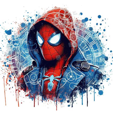 Spiderman Clipart Mcu Superheroes Watercolor Digital Poster Design PNG