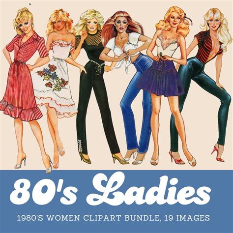 80s Women Clip Art 1980s Ladies Retro Ladies Clipart Bundle 1980s Clipart Retro 80s Fashion Clip ...