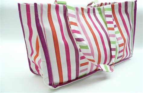 Extra Large Beach Bag White Pink Purple Stripes The Stripes Company