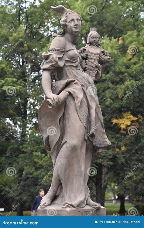 Rococo Sandstone Sculptures At The Saxon Gardens In Warsaw Poland