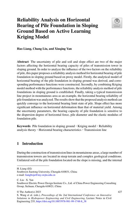 PDF Reliability Analysis On Horizontal Bearing Of Pile Foundation In