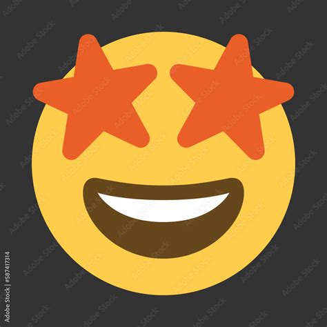 Star Struck Yellow Face With A Broad Open Smile Showing Upper Teeth