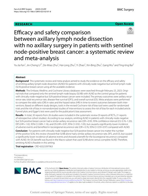 Pdf Efficacy And Safety Comparison Between Axillary Lymph Node