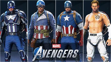 All Captain America Suitscostumes In Marvels Avengers 2020 Youtube