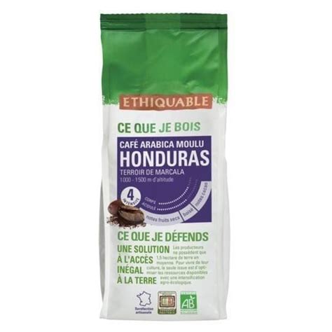 LOT DE 5 ETHIQUABLE Honduras Bio Café moulu pur arabica paquet de