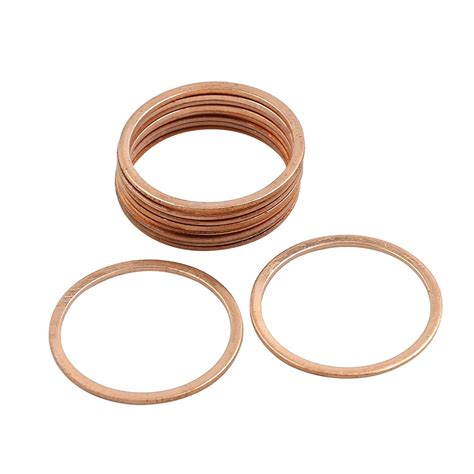 X AUTOHAUX 10 Pcs 25mm Inner Diameter Copper Washers Flat Sealing Rings