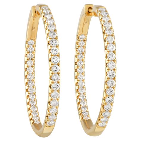 LB Exclusive 18k Yellow Gold 1 98 Carat Diamond Inside Out Hoop