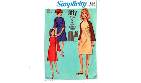 Simplicity 1960s Mod Dress Pattern 34 Bust Womens A Line Dress Etsy