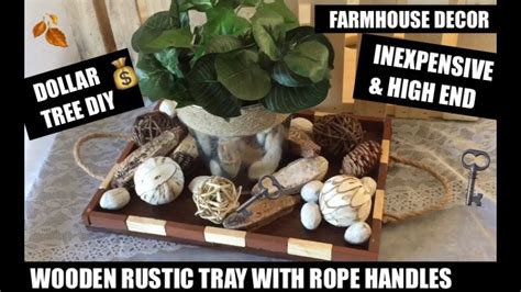 Dollar Tree DIYRustic Wooden Farmhouse Tray With Rope Handles YouTube