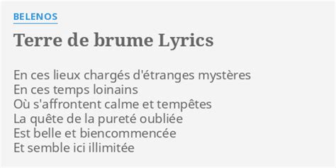 Terre De Brume Lyrics By Belenos En Ces Lieux Charg S