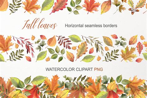 Fall Leaves Border Watercolor Clipart Graphic By Watercolorgardens