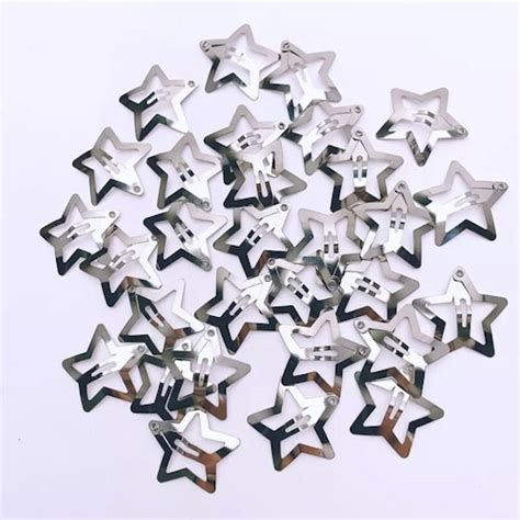 Cyber Y K Silver Star Hair Clips Pieces Etsy