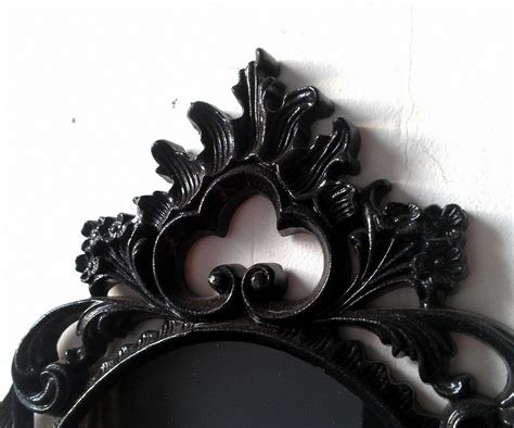 Black Scrying Mirror In Vintage Oval Frame By SecretWindowMirrors