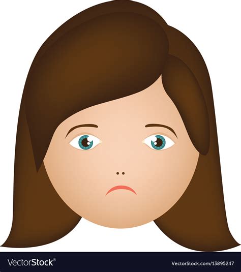 Colorful Cartoon Human Female Sad Face Royalty Free Vector