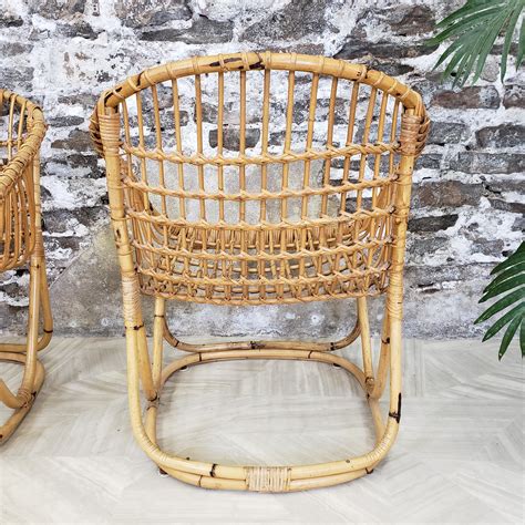 Pair Of Rattan Armchair By Tito Agnoli For Pierantonio Bonacina For