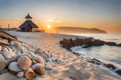 Uma Praia Um Cais E Um Farol No Horizonte Foto Premium