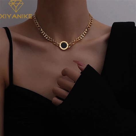 2024 Xiyanike 316l Stainless Steel New Enamel Roman Numerals Necklace