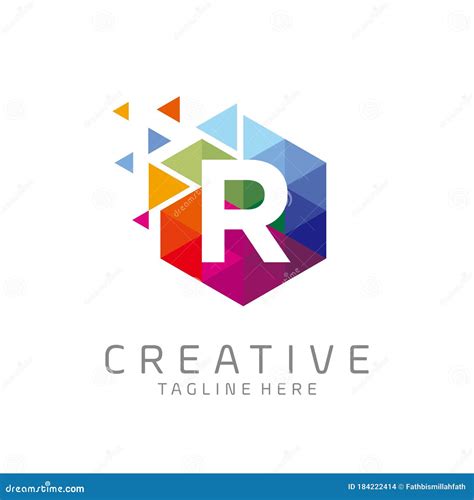 Colorful Letter R Tech Logo Design Vector With Hexagon And Pixel Motion