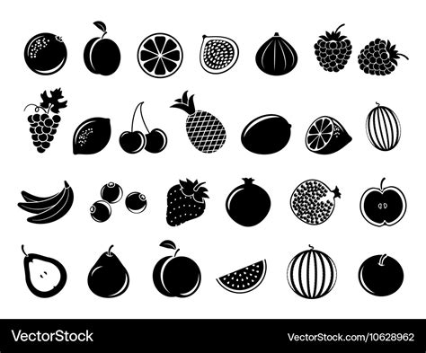 Black Fruit Icons Royalty Free Vector Image Vectorstock