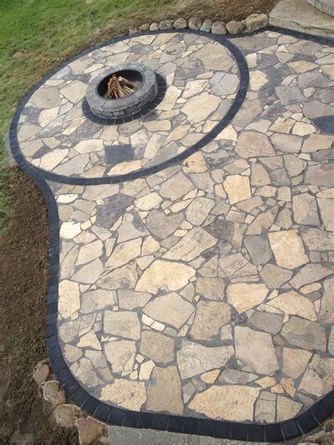 Canadian Flagstone Patio With Unilock Paver Accent Bricks By Frank