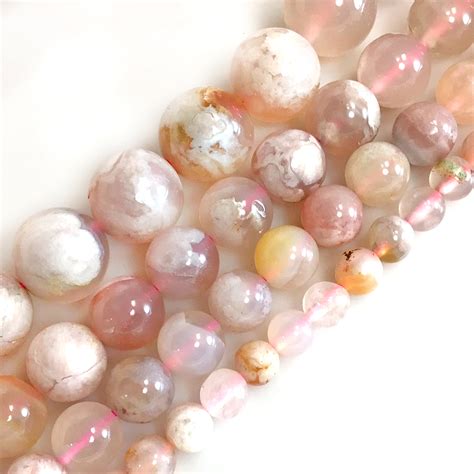 Grade Aa Natural Cherry Blossom Agate Flower Agate Bead Gemstone Round Loose Beads 4mm 6mm 8mm