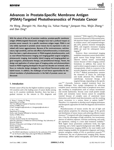 Pdf Advances In Prostate‐specific Membrane Antigen Psma‐targeted