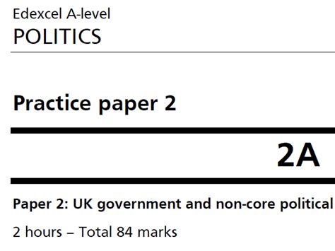 A Level Politics Practice Paper 2 Edexcel Teaching Resources