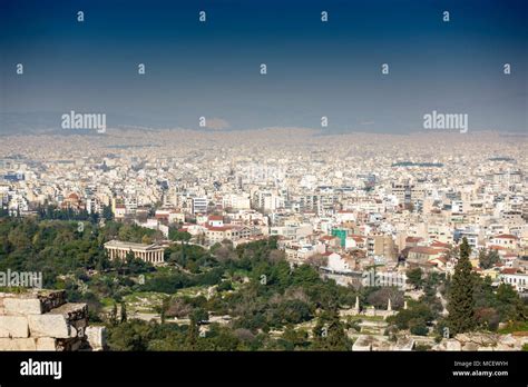 Aerial View Of Athens Greece Stock Photo Alamy