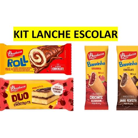 KIT BAUDUCCO 4 BARRINHAS MAXI GOIABINHA E CHOCOLATE 4 BOLINHOS ROLL 4