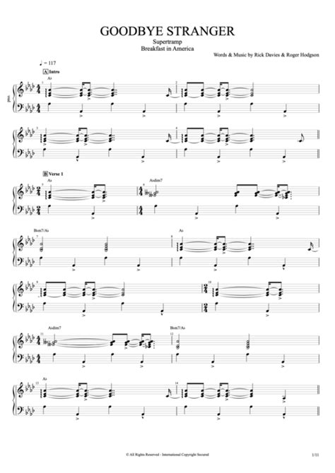 Goodbye Stranger Tab By Supertramp Guitar Pro Playthrough Full