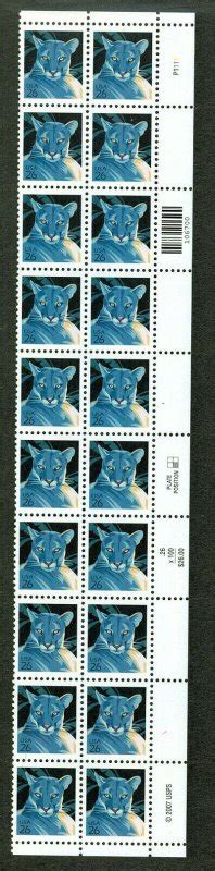 2007 Florida Panther 26c Sc 4137 MNH Plate Strip Of 20 SCARCE ISSUE