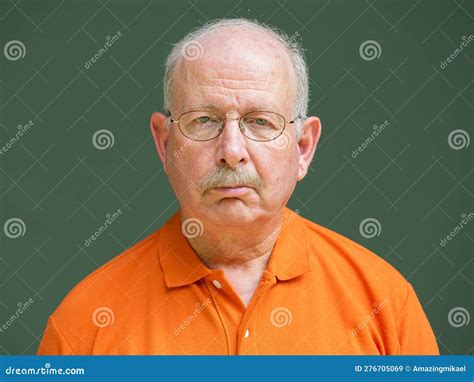 Grey Haired Senior Man With Mustache Wearing Eyeglasses Stock Image