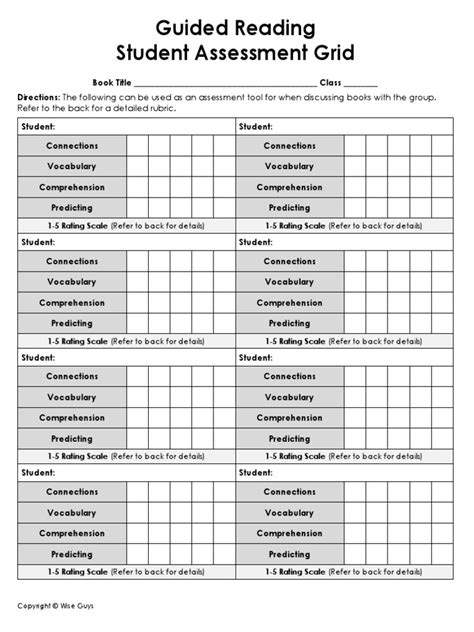 Guided Reading Assessment Grid Pdf Reading Comprehension Cognitive Science