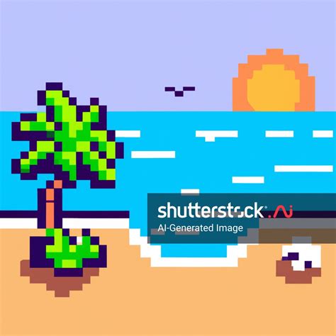 Pixel Art Vectorstyle Image Beach Cartoon AI-generated image 2290381467 ...