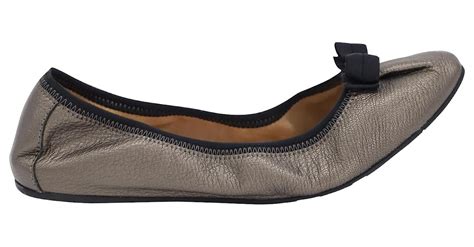 Salvatore Ferragamo My Joy Ballerina Flats In Bronze Leather Metallic